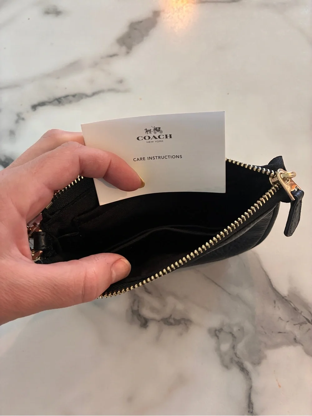 Coach Nolita15 Black Pebbled Leather Wristlet